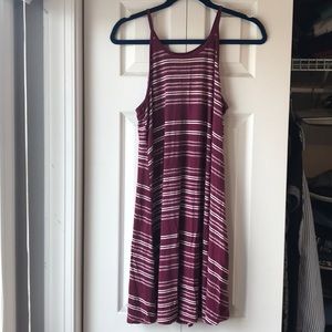 burgundy striped sundress